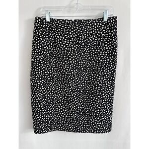 Talbots Pencil Skirt Women 8 Black White Polka‎ Dot Career Classic Preppy